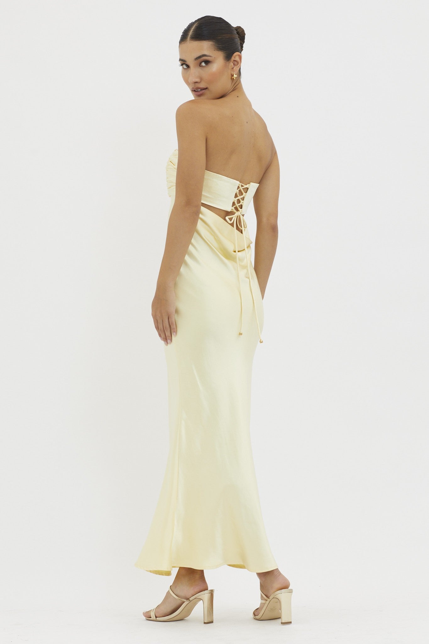 Aura Sleeveless metallic Satin Dress
