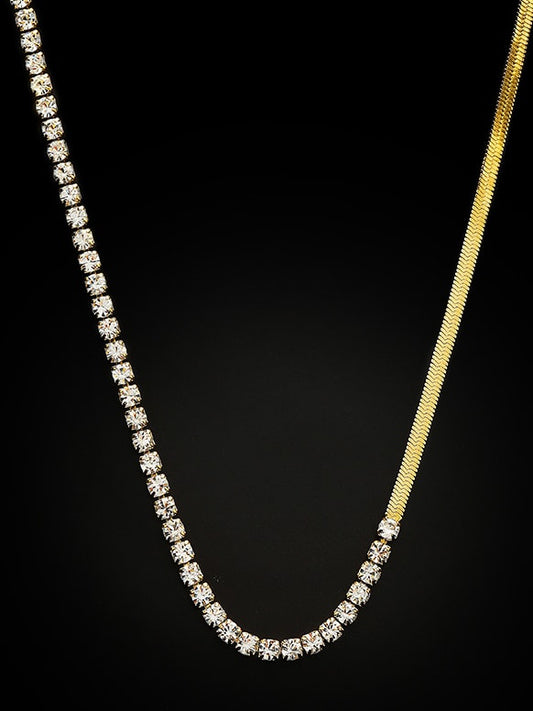 18k gold filled snake/rhinestone necklace