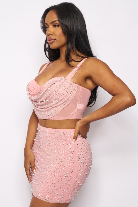 Marcella Pearl top and skirt set