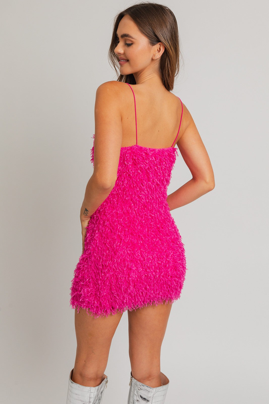 Layla Pink fur Mini dress