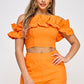 Cata Ruffle crop top with Short set