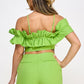 Cata Ruffle crop top with Short set