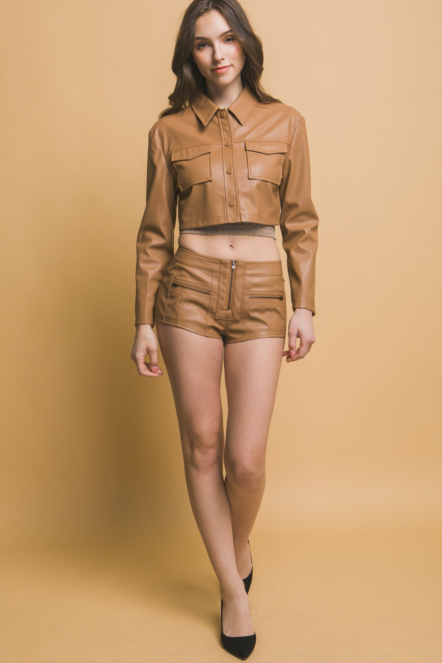 Valeria Leather Crop top Jacket