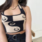 90's Smile block sweater halter top