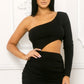 Sonia Black cut out waist Mini Dress