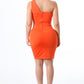 Marisol Orange One Shoulder Midi