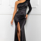 Rose in Dozen Satin Black Long Gown