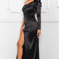 Rose in Dozen Satin Black Long Gown