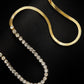 18k gold filled snake/rhinestone necklace