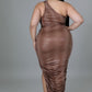 Curvy Brown Vacation Me Ruched Dress