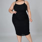 Curvy Black Ruched Midi Dress