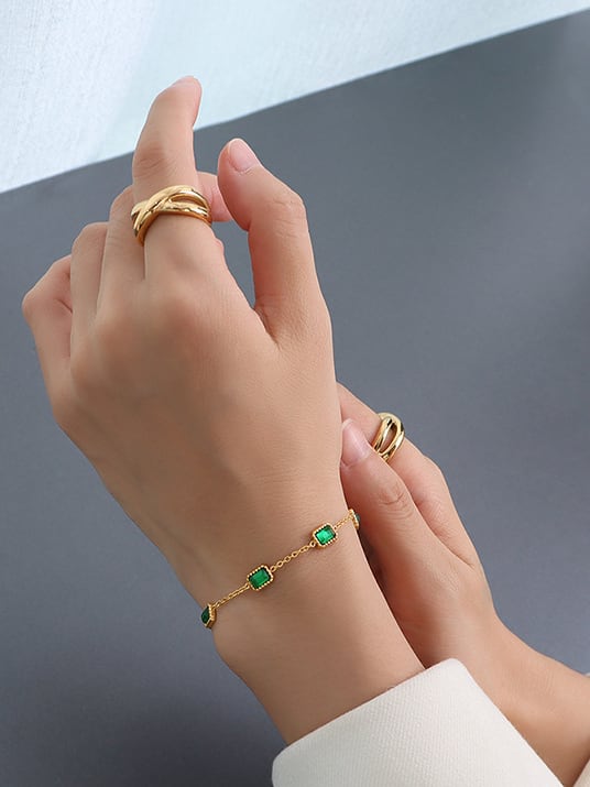 14k Gold Emerald Bracelet