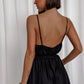 Black Satin Wrapover Strappy Belted Maxi Dress