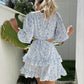 Blue floral waist cut out dress
