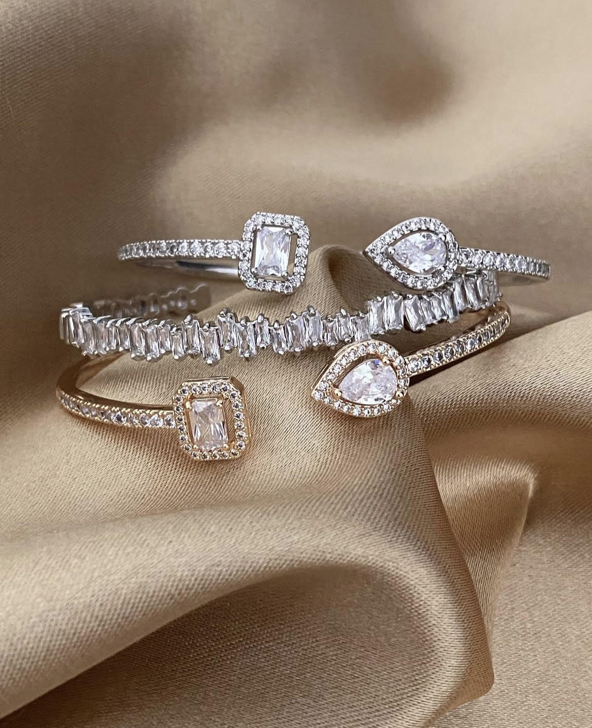 Rhianna Emerald cut cuff bracelet bangle