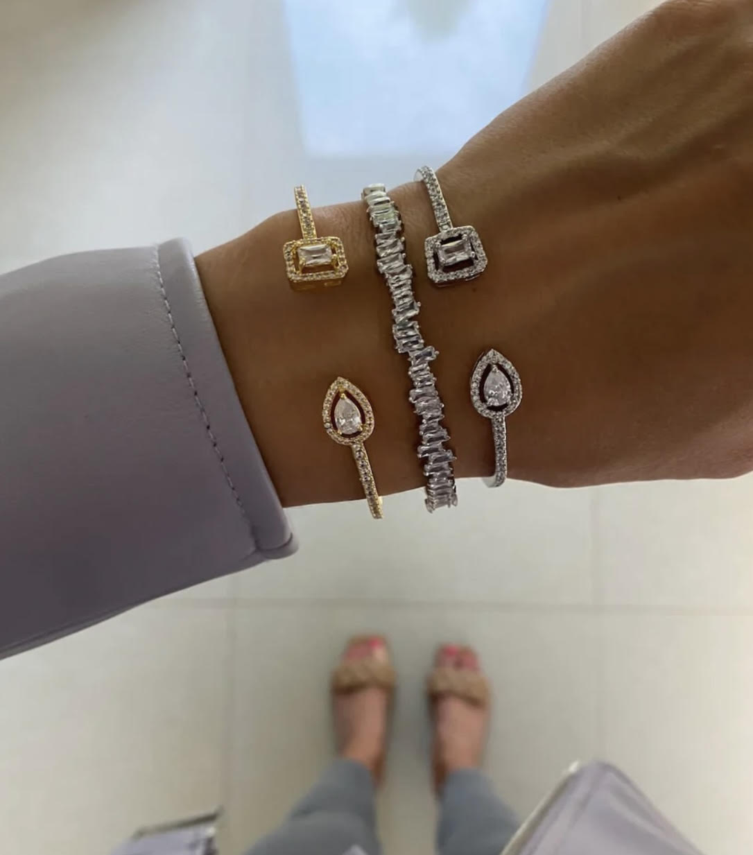 Rhianna Emerald cut cuff bracelet bangle