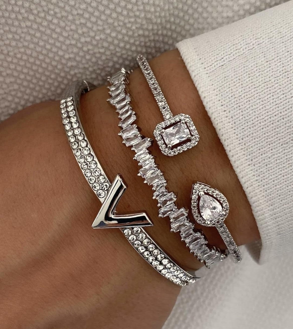 Rhianna Emerald cut cuff bracelet bangle