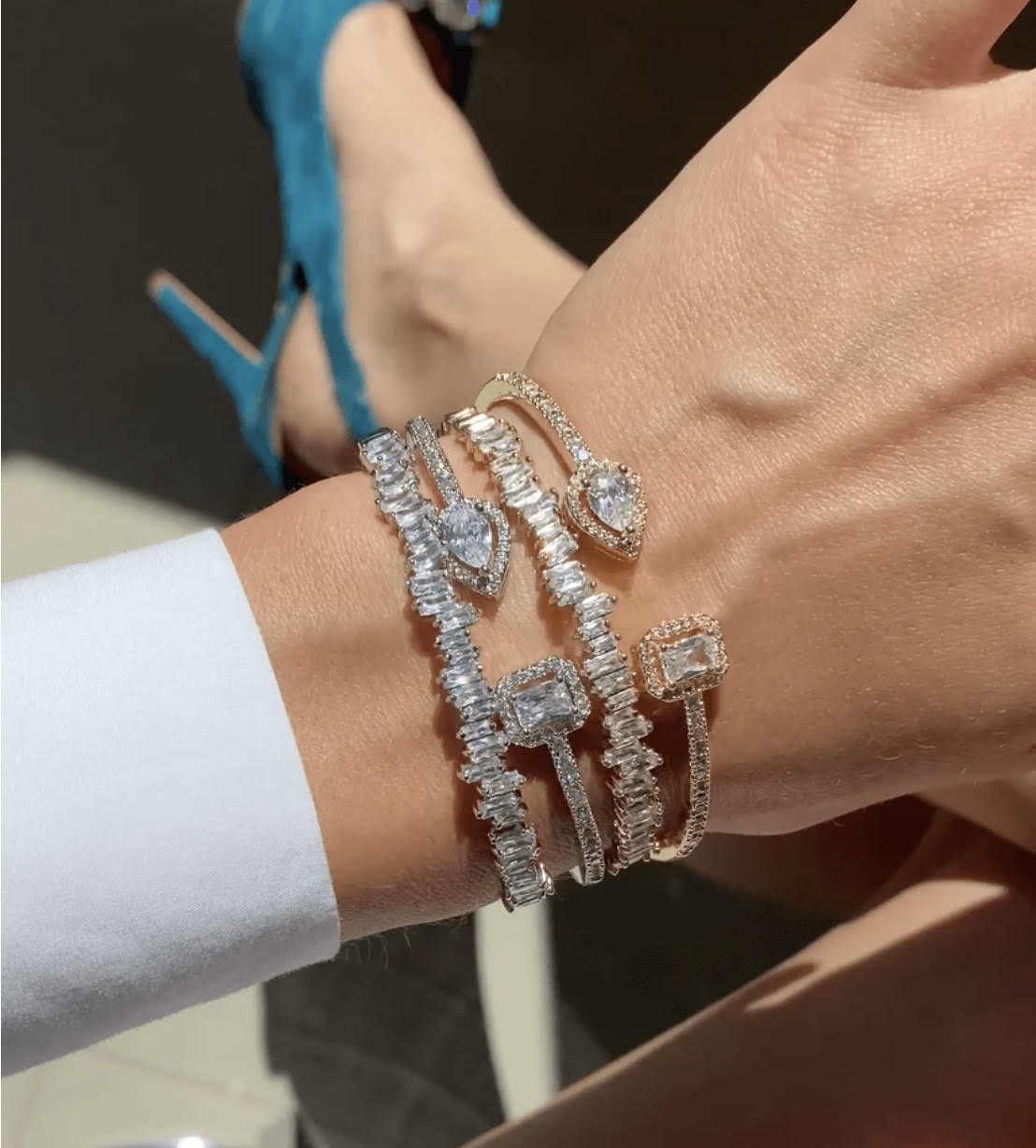 Rhianna Emerald cut cuff bracelet bangle